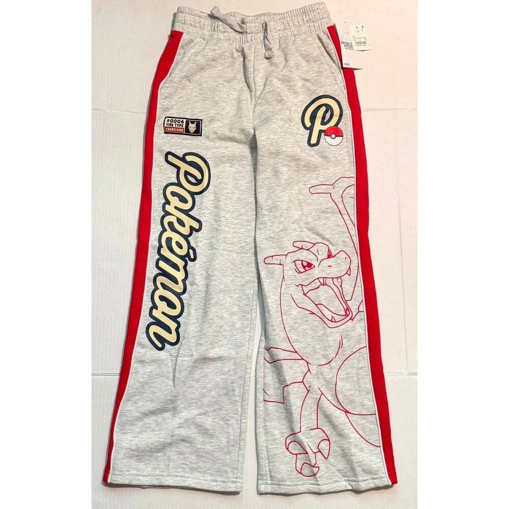 NEW Pokémon Charizard Sweatpants Youth Boys M Gray Jogger Lounge Active Casual